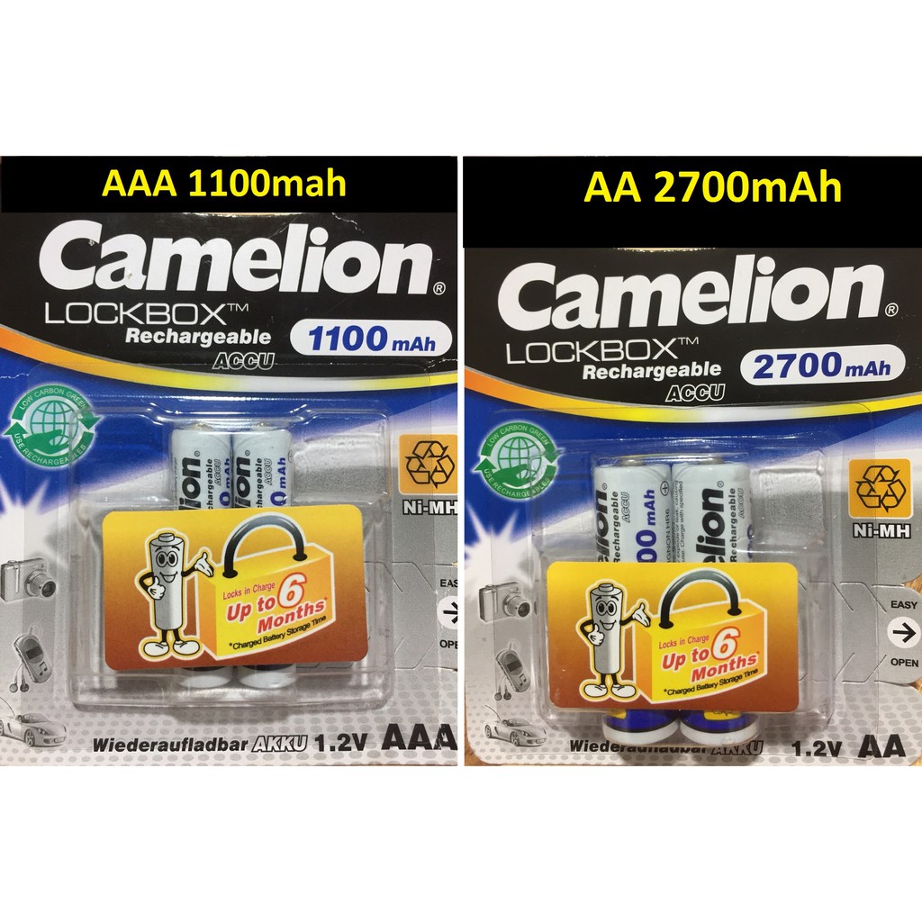 Pin sạc Camelion AAA 1100mAh - AA 2700mAh-18650 2200mAh