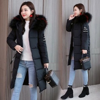 ÁO PHAO MỦ LÔNG DÁNG DÀI SỌC NGANG hàng order quảng châu 4-6 ngày!!!