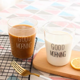 Ly thuỷ tinh good morning (màu đen)