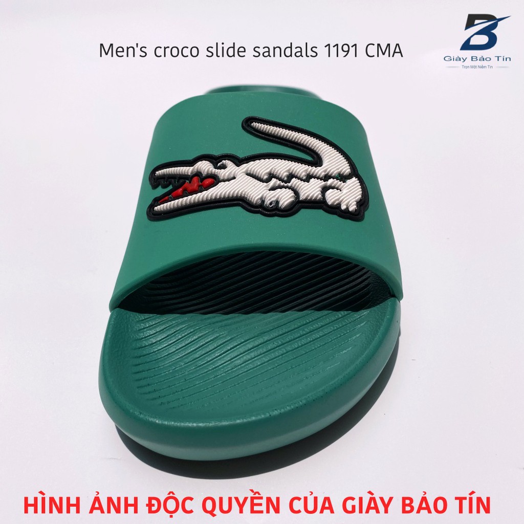 Dép nam quai ngang Lacoste CMA 1191, Dép lê nam form thể thao kết hợp vật liệu cao su ma sát cao, chống thấm nước tốt.