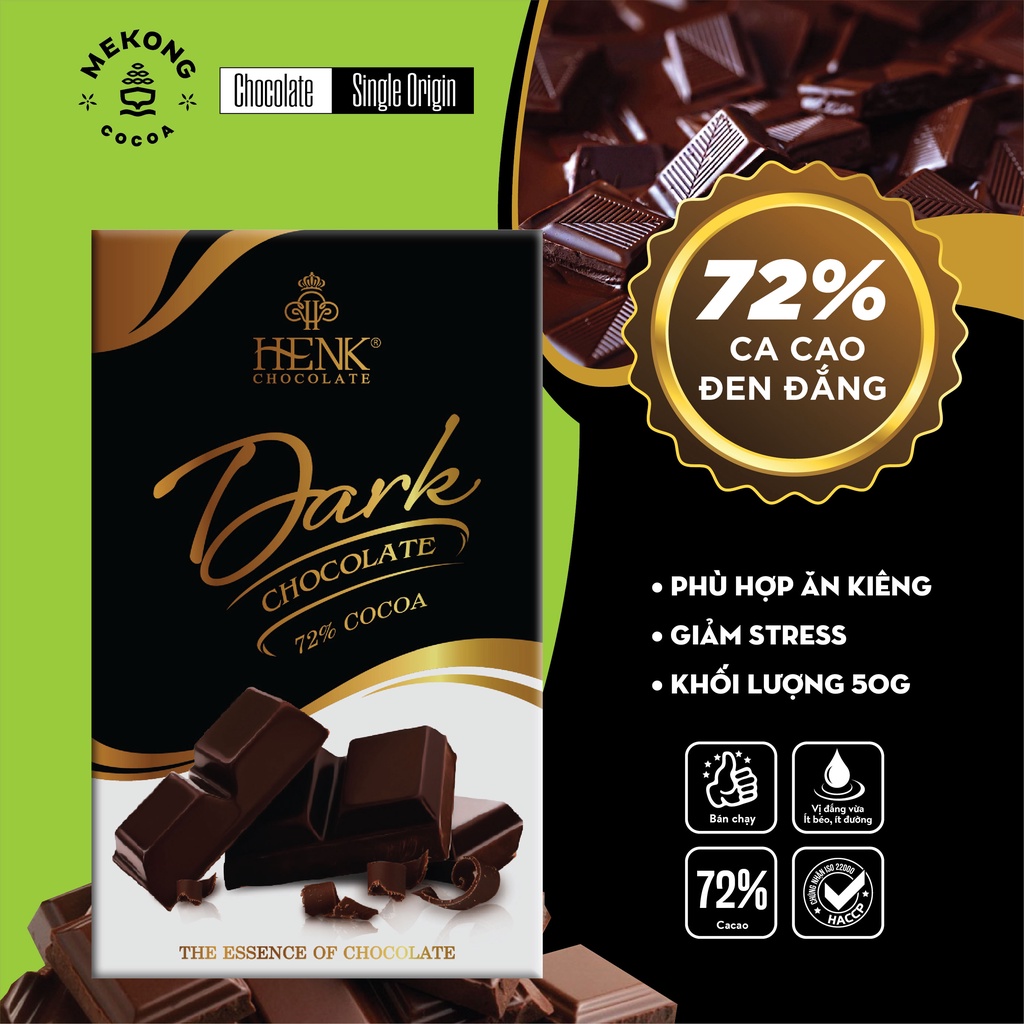 Socola Đen Nguyên Chất MARK&MILK 72% Cocoa Thơm Ngon Có Vị Đắng Vừa Thanh 50g SCLD08