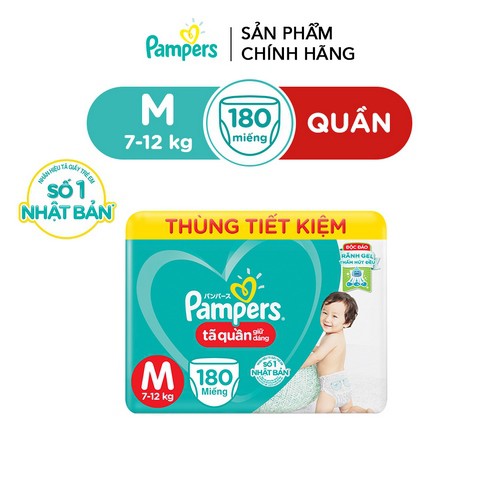 Tã Quần Pampers Giữ Dáng MegaBox M180 (Size M - 180 Miếng), L162 (size L - 162 Miếng), XL144 (size XL - 144 Miếng)