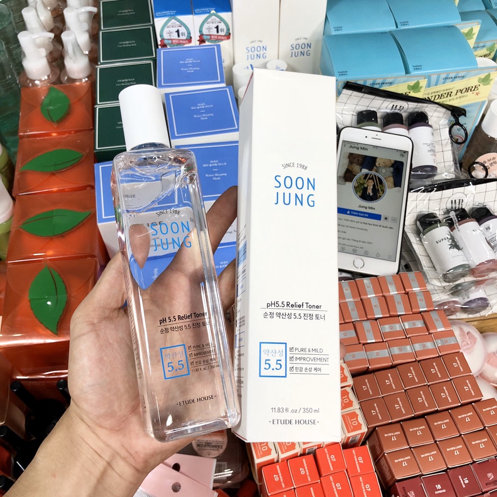 Nước Hoa Hồng Etude House Soon Jung pH 5.5 Relief Toner 350ml &180ml