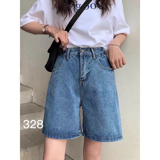 [HÌNH THẬT] QUẦN SHORT LỬNG JEAN – BÒ NGÓ ĐÙI KIỂU NỮ LƯNG CAO XANH TRƠN BASIC 25