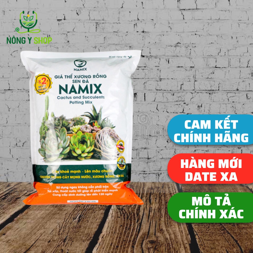 Đất trồng sen đá Namix túi 5dm3, giá thể trồng nha đam xương rồng, cây mọng nước