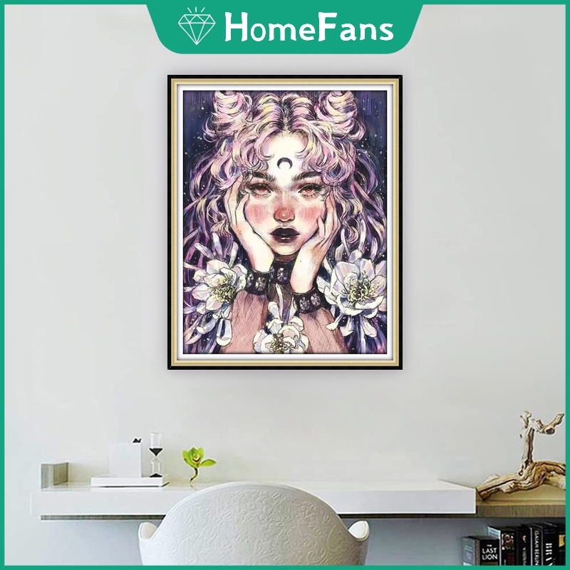 Bộ Tranh Đính Đá 5D Tự Làm 30x40cm / 40x50cm Hình Cô Gái Xinh Đẹp