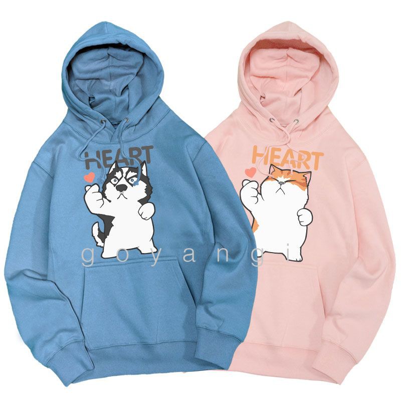 Áo hoodie goyangi Chó mèo bắn tim oversize phong cách hàn quốc