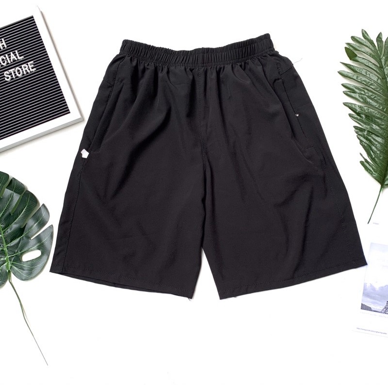 Quần đùi nam thể thao TH STORE - quần đùi nam mặc nhà QĐTRON màu đen