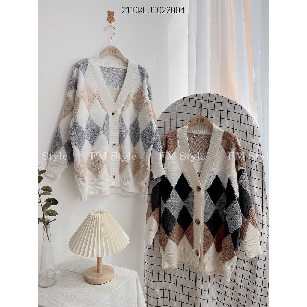 Áo khoác cardigan nữ FM Style chất len dày dặn hoạ tiết quả trám thời trang thu đông hàn quốc 211020085 | BigBuy360 - bigbuy360.vn