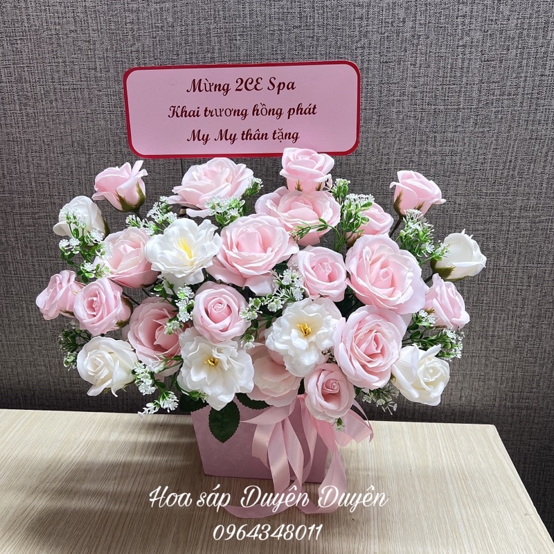 Giỏ hoa sáp thơm mix hoa cao cấp
