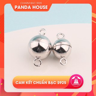 💖Charm bạc s925 hình tròn gắn nam châm hút nhau (charm treo) làm vòng tay đôi nam nữ - Panda House