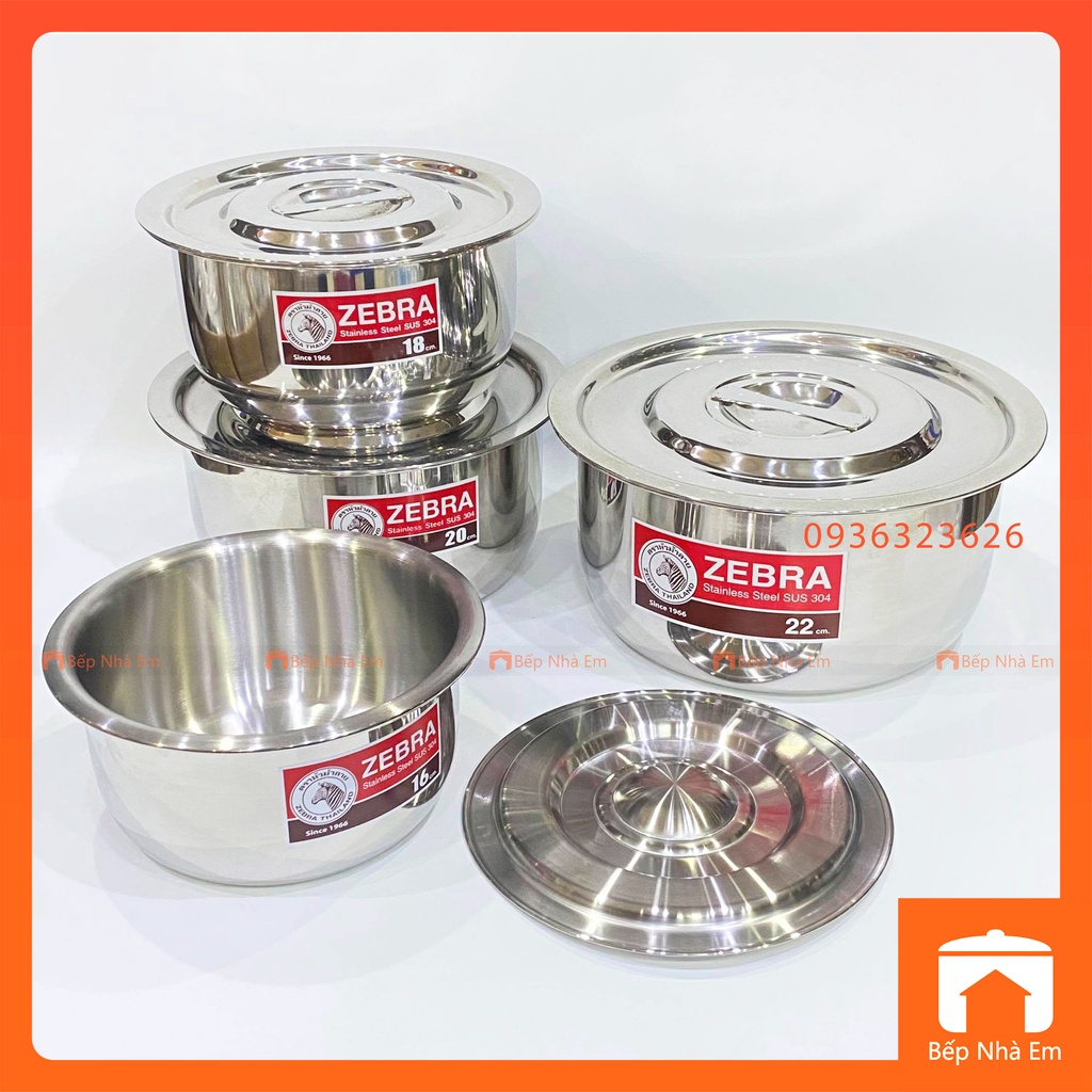 Thố ZEBRA Indian 1 Đá Inox 304 Cao Cấp Nhiều Size - Hàng Nhặp Khẩu Thái Lan