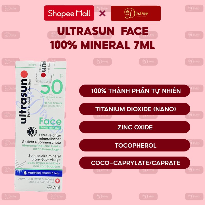 Kem Chống Nắng Khoáng Chất Siêu Việt Cho Da Nhạy Cảm Ultrasun Face Mineral SPF 50+ Khoáng 7ml