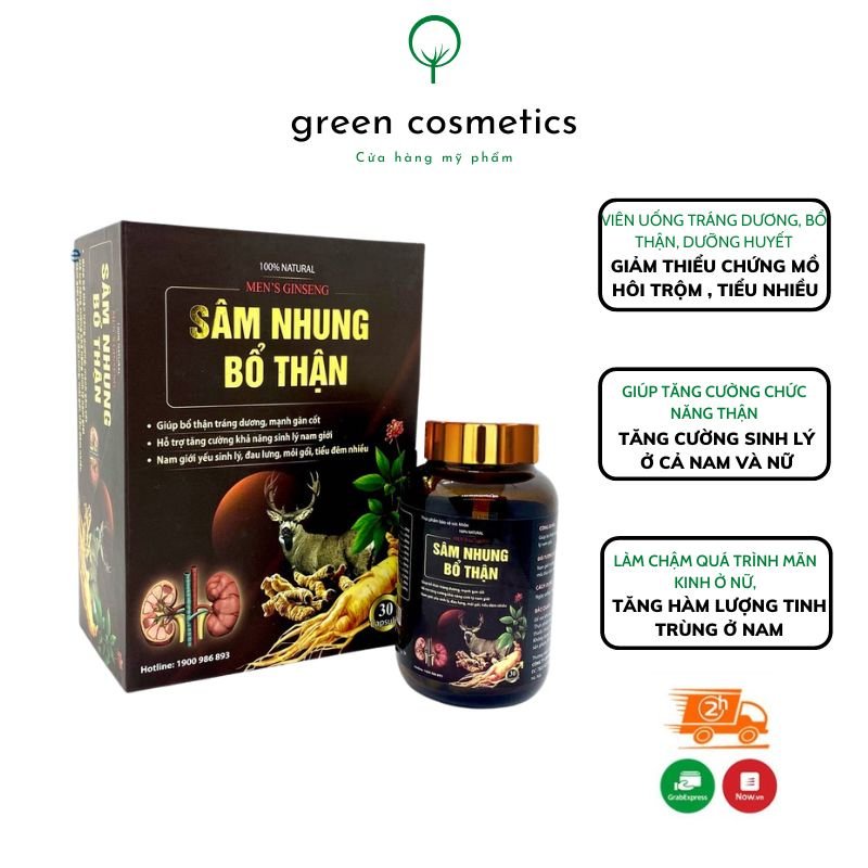 Viên Uống Sâm Nhung Bổ Thận Hộp 60 Viên Giúp Bồi Bổ Cơ Thể Khỏe Mạnh Tăng Cường Sinh Lý Hiệu Quả Cho Cả Nam Và Nữ