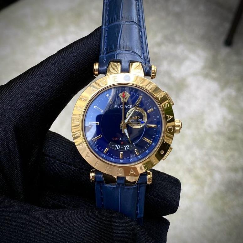 Đồng hồ nam nữ Versace dây thép không gỉ máy Thụy Sĩ size 43mm.