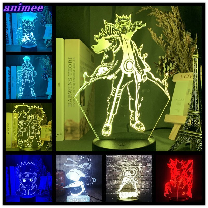 Đèn Led Tạo Hình 3D Nhân Vật Uzumaki Naruto Thay Đổi Màu Sắc