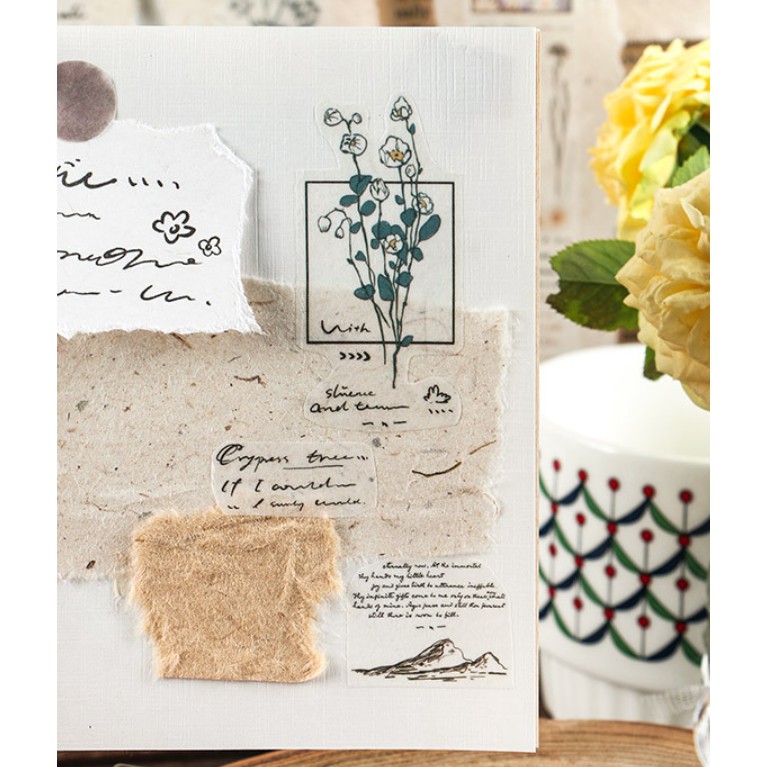 Kimitape Sticker băng dài hình dán vintage làm Bullet Journal