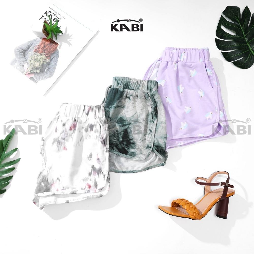 Quần đùi nữ KABI quần short thun cotton mặc nhà mặc ngủ hoa văn có túi thumbnail