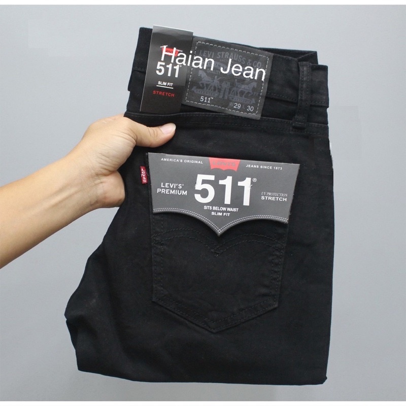 QUẦN JEAN ĐEN NAM LEVI CAO CẤP DÒNG 511 - Ống đứng - jeans co giãn