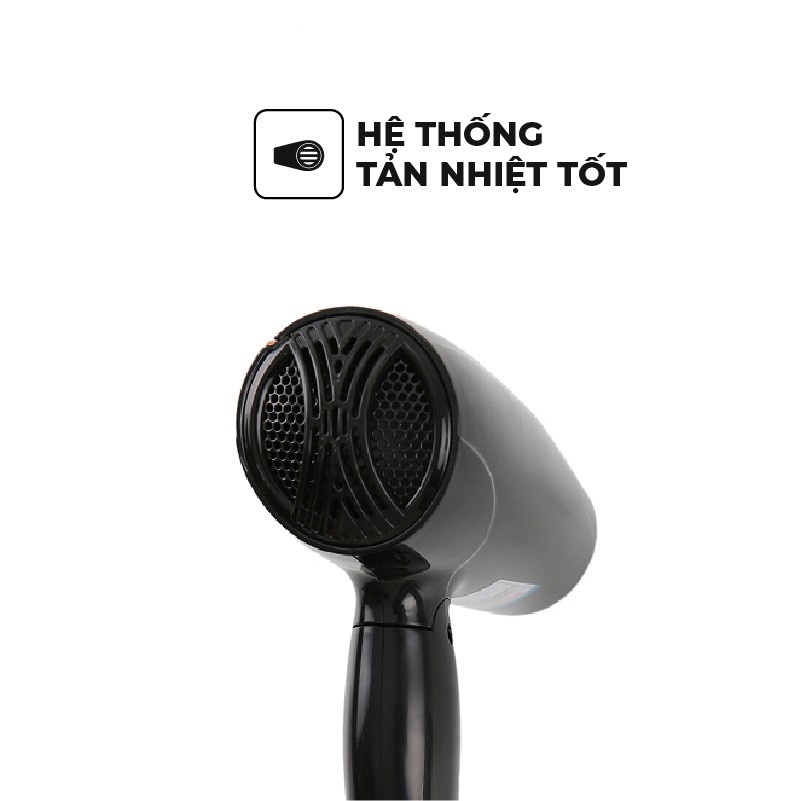 Máy Sấy Tóc Công Suất Lớn 3 Chế Độ Gió - Máy Sấy Tóc Sunhouse SHD2306 Đen