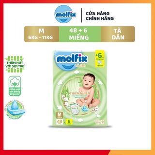 Tã/bỉm dán Molfix Thiên nhiên Jumbo M - Gói 48+6 miếng.shopmizu68