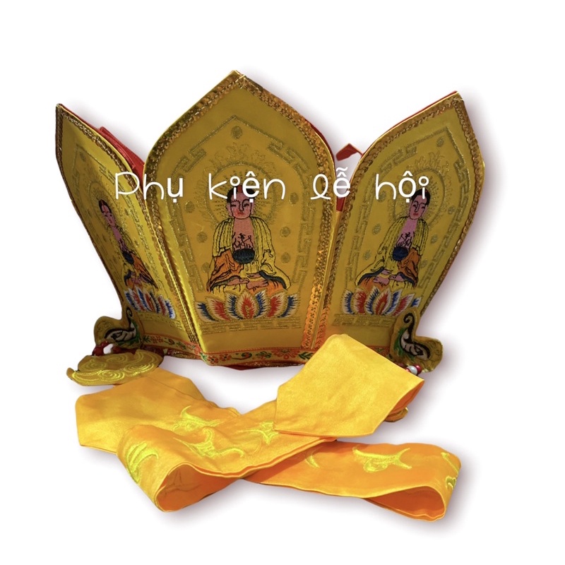[FREESHIP] mũ thất phật, mũ liên hoaSIÊU ĐẸP thêu tay đính kim xa đánh màu hàng cao cấp