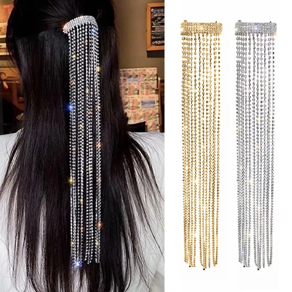 Kẹp Tóc Dây Xích Dài Lấp Lánh Dễ Phối Đồ Sử Dụng Hàng Ngày