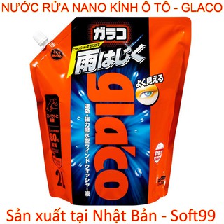 Nước rửa nano kính Glaco Washer Pouch Pack 2L G-80 Soft99