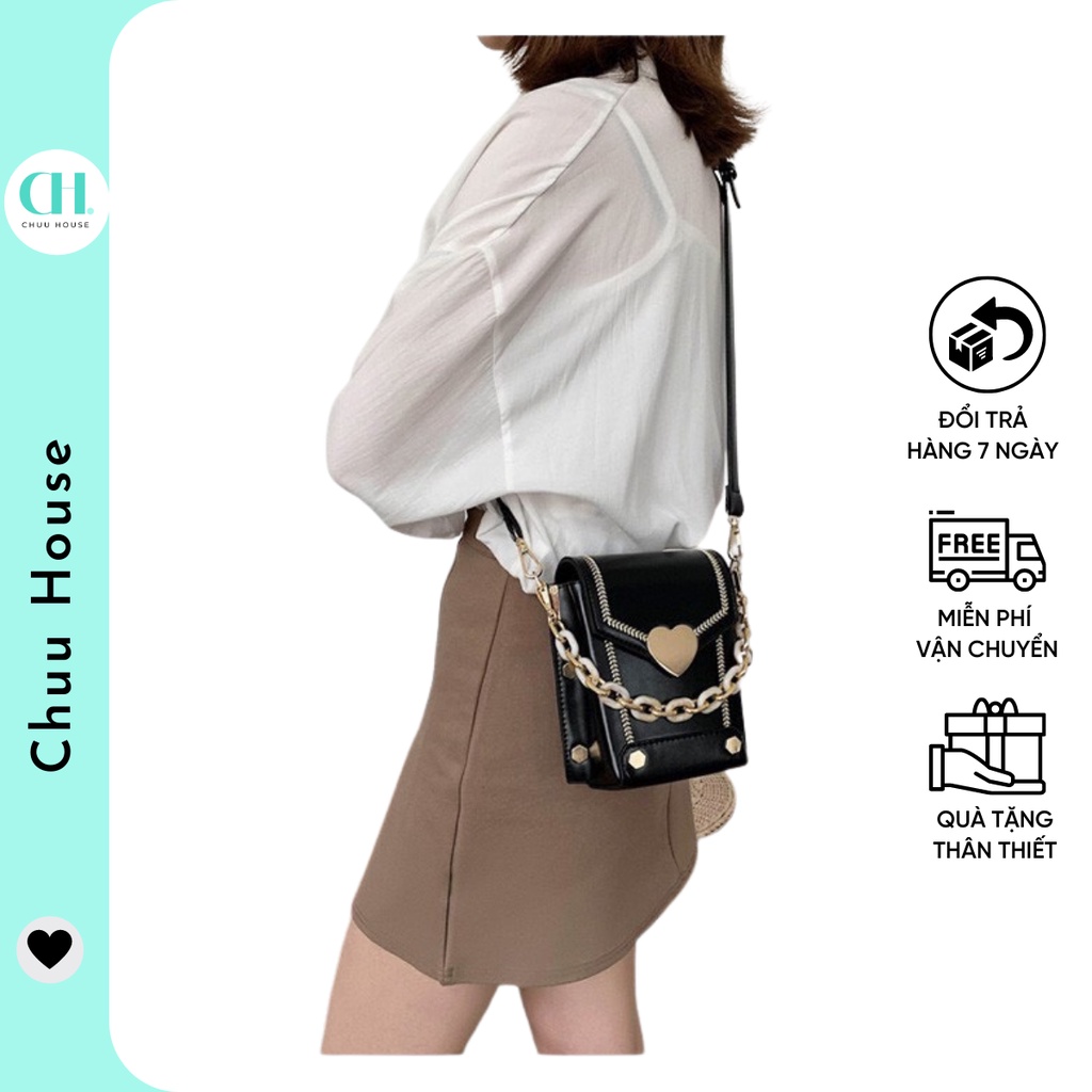 Túi Xách Hộp Đeo Chéo Nắp Túi Hình Trái Tim Phong Cách Hàn Quốc - Chuu House - CH0436