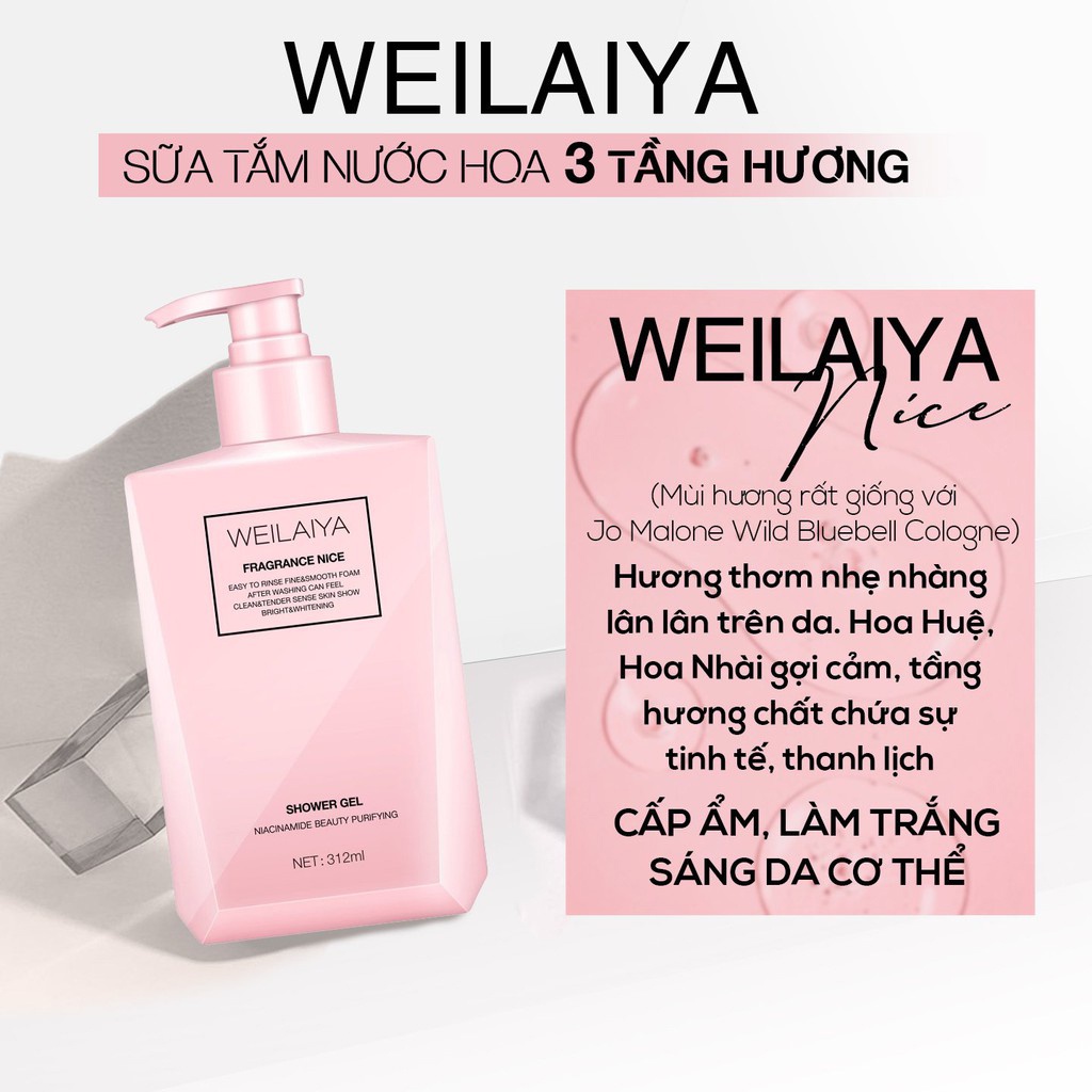 Sữa Tắm Dưỡng Ẩm Trắng Da Weilaiya Sữa Tắm Trắng Da Toàn Thân Hương Nước Hoa Weilaiya | BigBuy360 - bigbuy360.vn