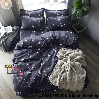 Set Chăn Ga Gối POLY COTTON 4 Món Nhập Khẩu BẦU TRỜI SAO ĐÊM XANH THAN