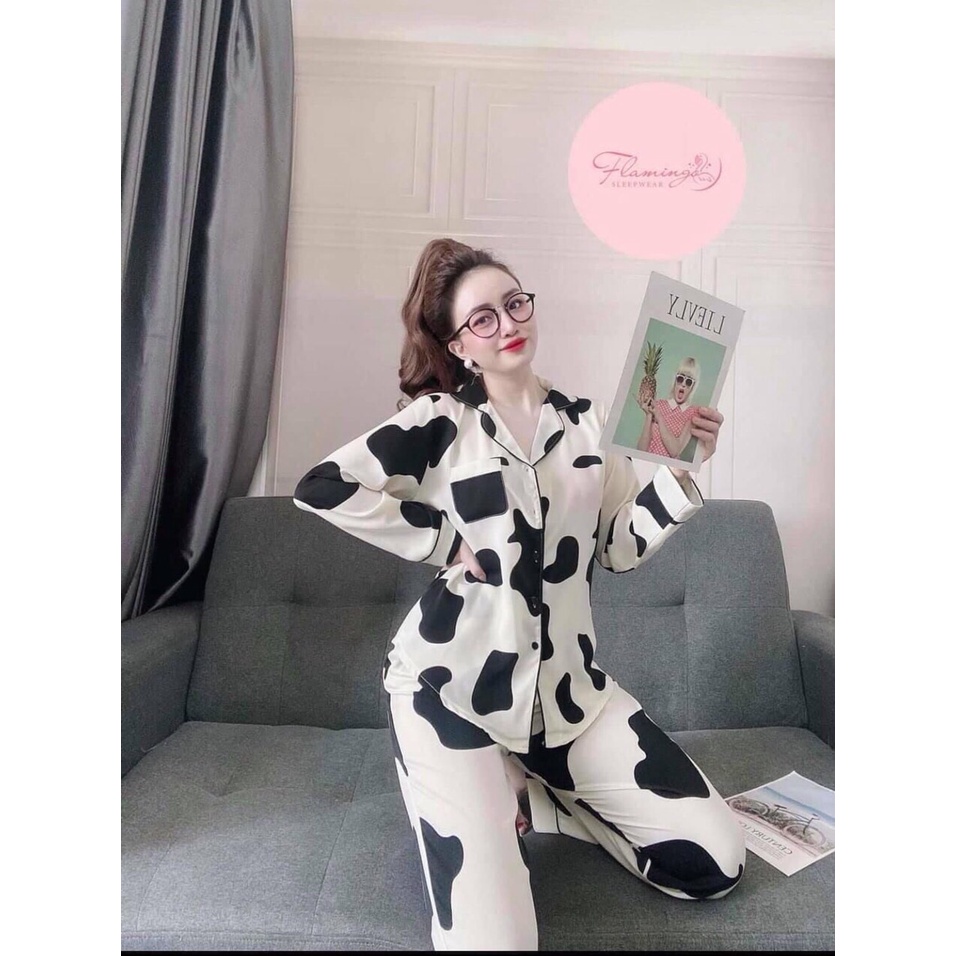 Bộ ngủ dài tay họa tiết loang bò IMODA, chất vài kate thái mềm mịn, thoải mái, họa tiết trẻ trung, đáng yêu | BigBuy360 - bigbuy360.vn