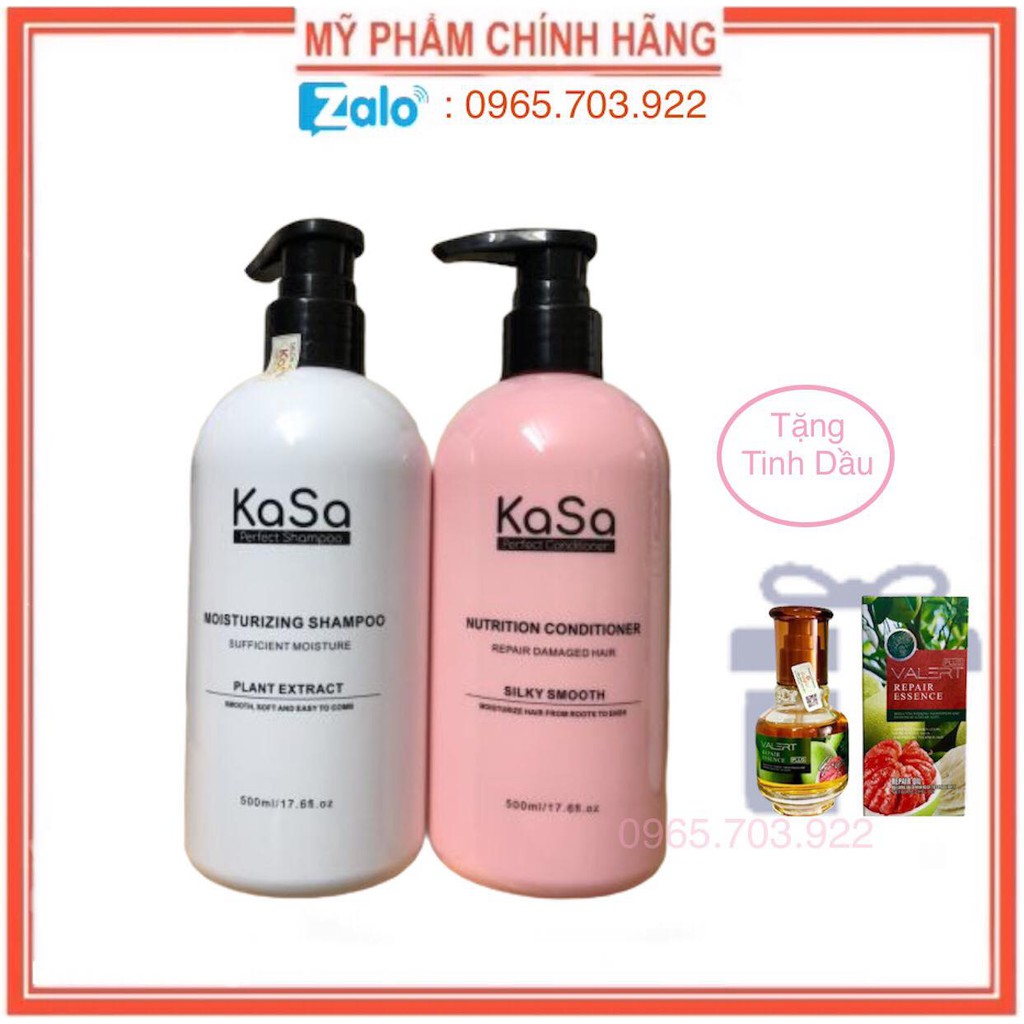 Dầu gội và xả phục hồi - chống rụng & kích thích mọc tóc KaSa 500ml X 2 - Tặng tinh dầu bưởi 60ml