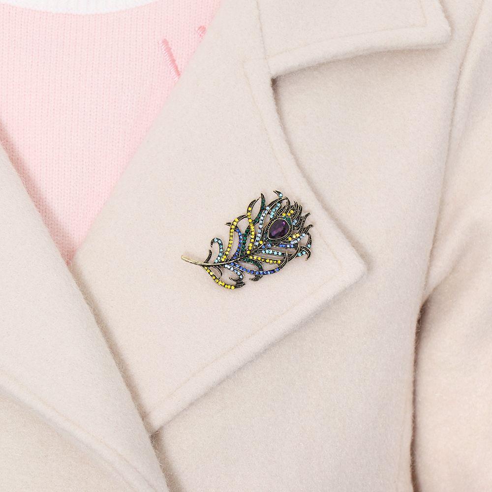 Maxg Ghim Cài Áo Hình Con Công Dành Cho Nữ|Ghim Cài Áo Tráng Men Màu Xanh Đậm Phong Cách Boho Thời Trang