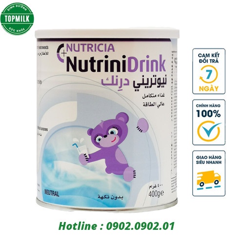 [ Giá dùng thử ] Sữa bột Nutrinidrink Hộp 400gr, sữa cao năng lượng bổ sung dinh dưỡng cho trẻ biếng ăn
