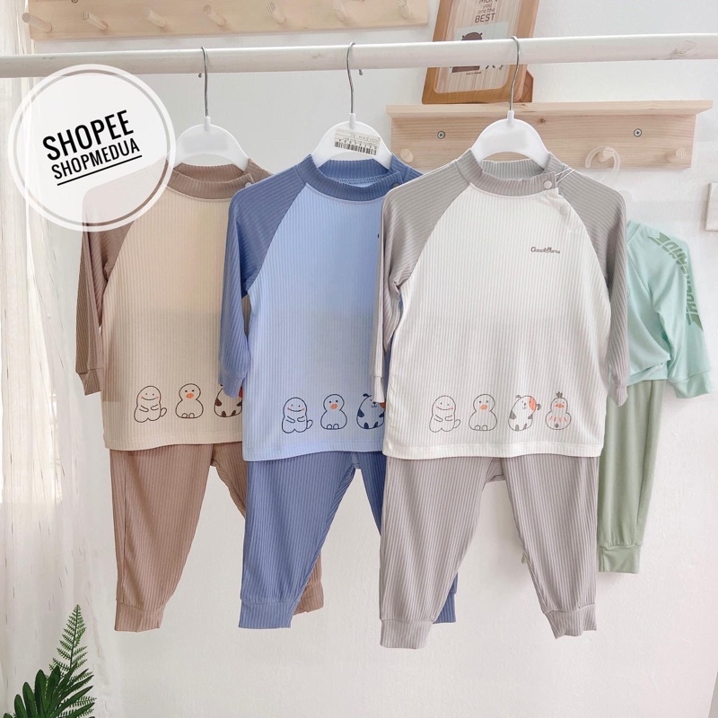 [Goodmama/Chính Hãng]Bộ quần áo giữ nhiệt chất tăm cho bé yêu