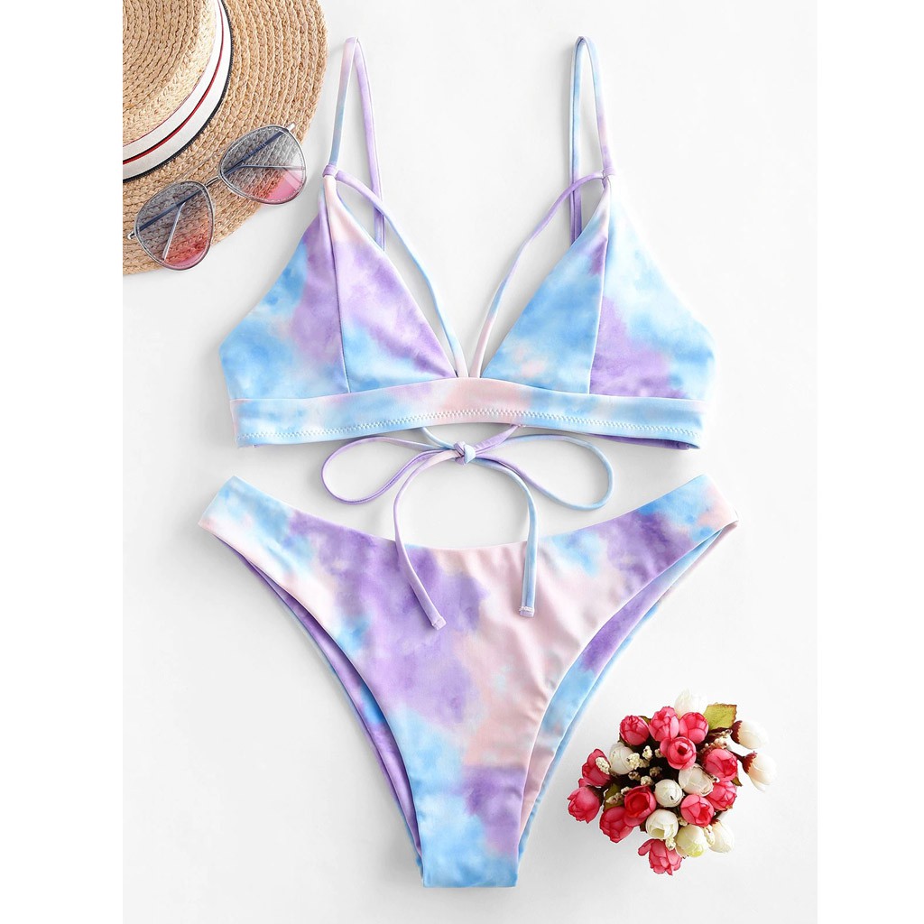 Bộ đồ bơi 2 mảnh lưng cao phối dây gợi cảm dành cho nữ | BigBuy360 - bigbuy360.vn