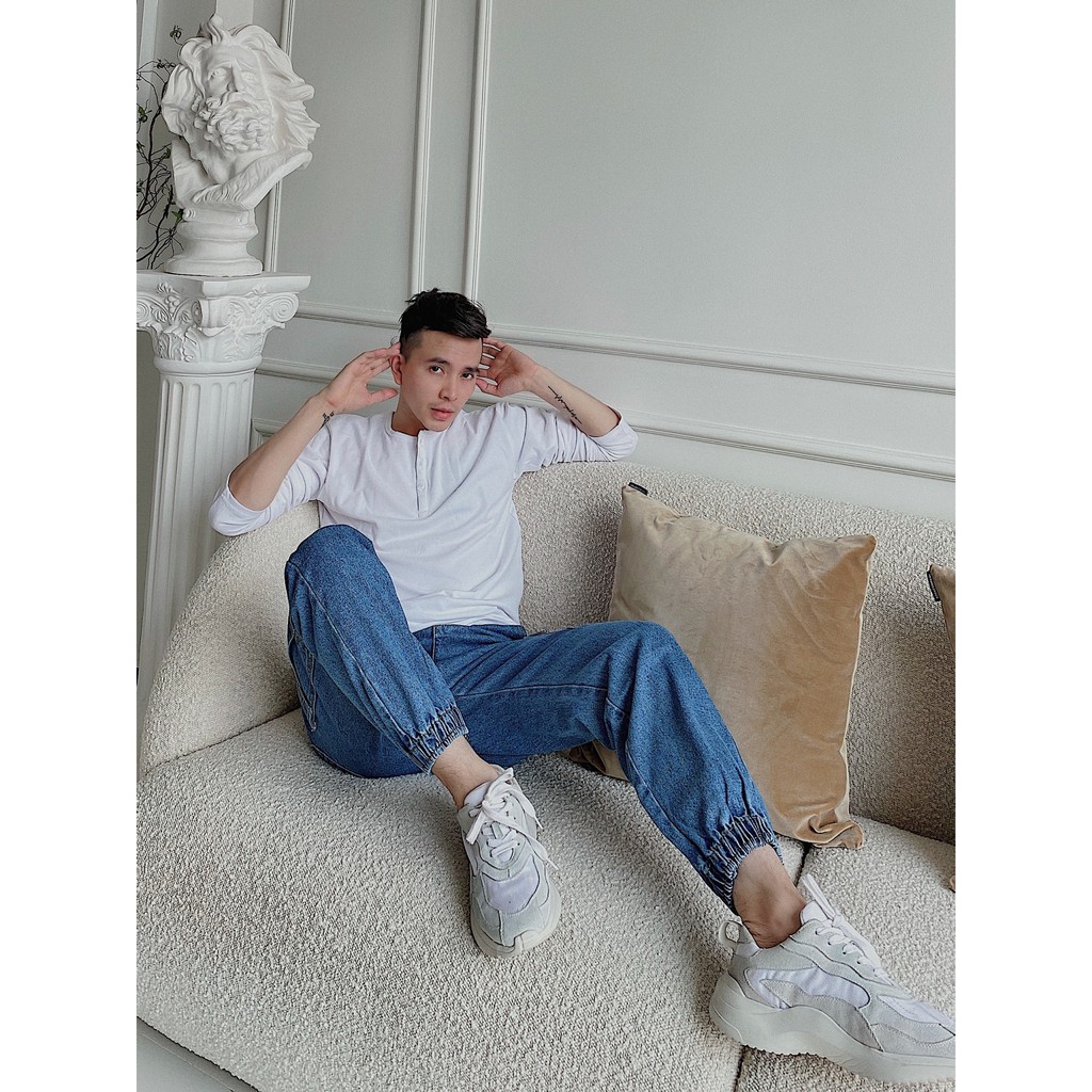 Thun trắng tay dài cổ nút siêu sang | BigBuy360 - bigbuy360.vn