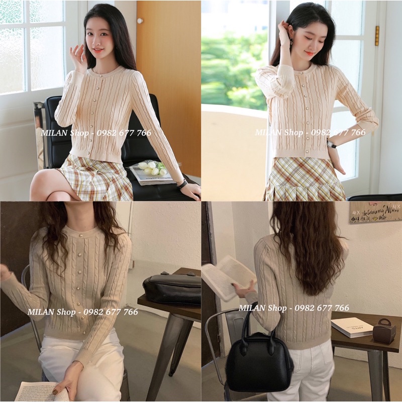 Áo len dài tay cổ tròn khuy ngọc style | BigBuy360 - bigbuy360.vn