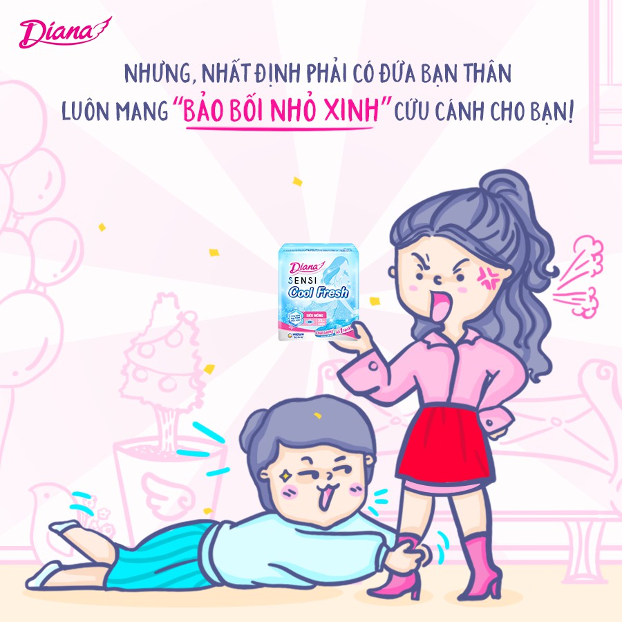 BVS Diana Cool Fresh Siêu Mỏng Cánh - Băng Vệ Sinh Diana SenSi Cool Fresh Siêu Mỏng Cánh 8 Miếng/Gói Và 20 Miếng/Gói