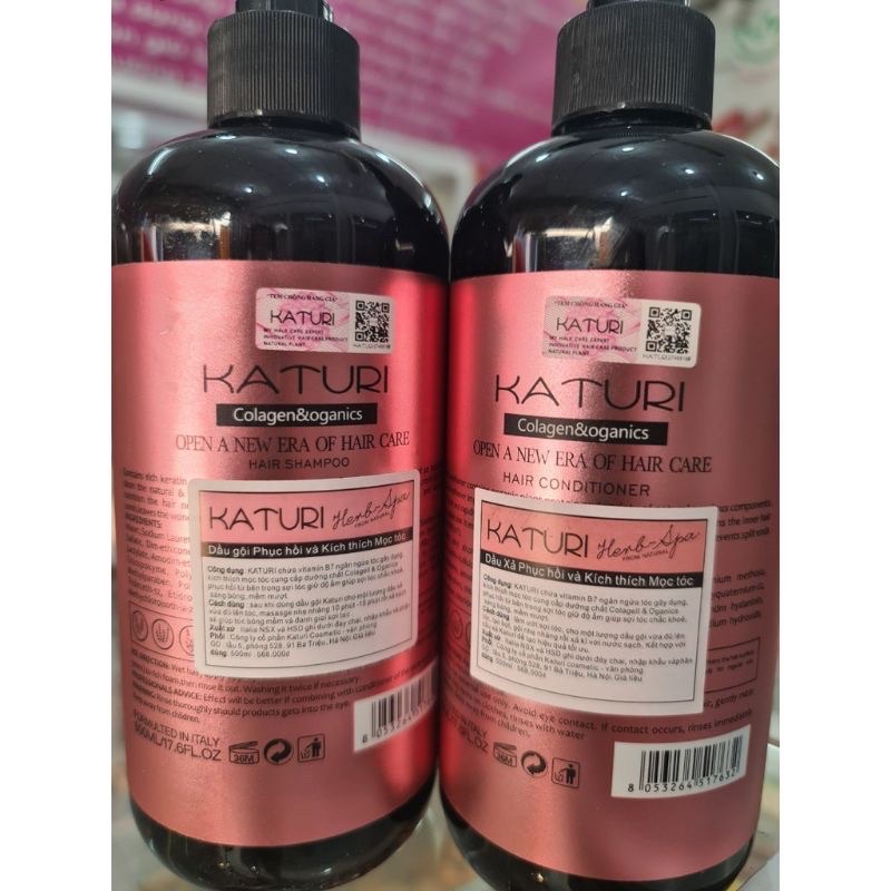 Dầu Gội Dầu Xả Phục Hồi Ngăn Rụng Tóc KATURI 500ml