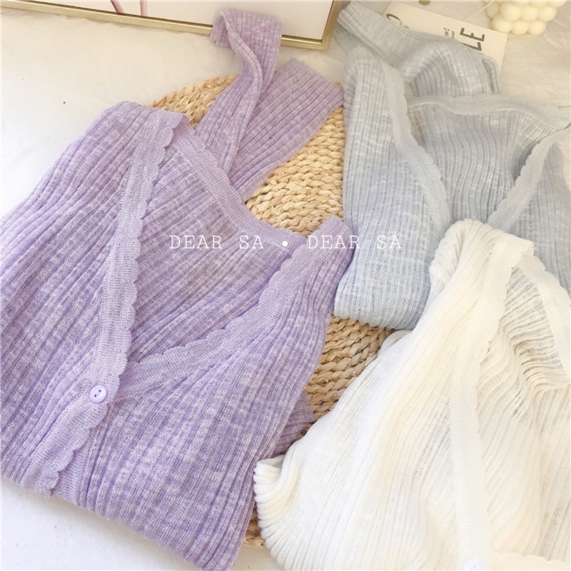 Áo khoác Cardigan dệt kim mỏng nhẹ tay dài màu pastel ngọt ngào mùa hè thu đông năm 2021 - HÀNG MỚI VỀ