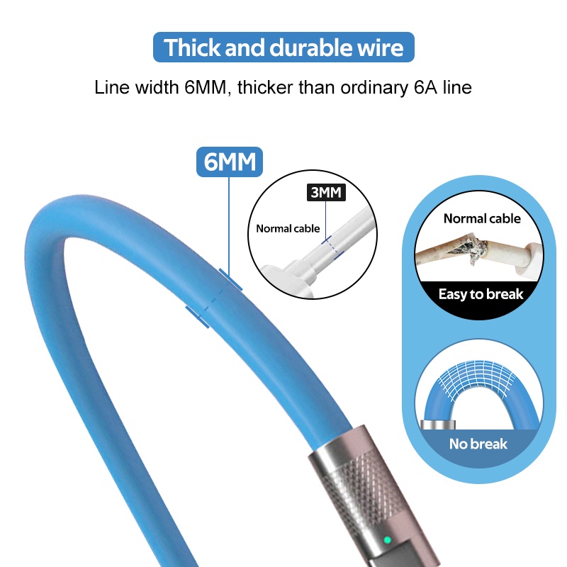 Dây Cáp Sạc USB Type-C 120W 6A 1.2M Cho Huawei Oppo Iphone