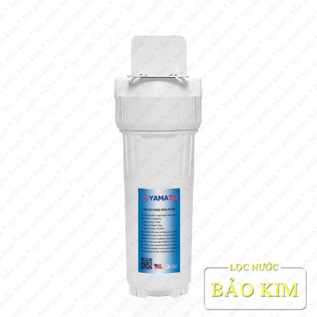 Bộ lọc nước đơn 10 inch chứa lõi resin, xử lý nước cứng, nước nhiễm đá vôi, làm mềm nước