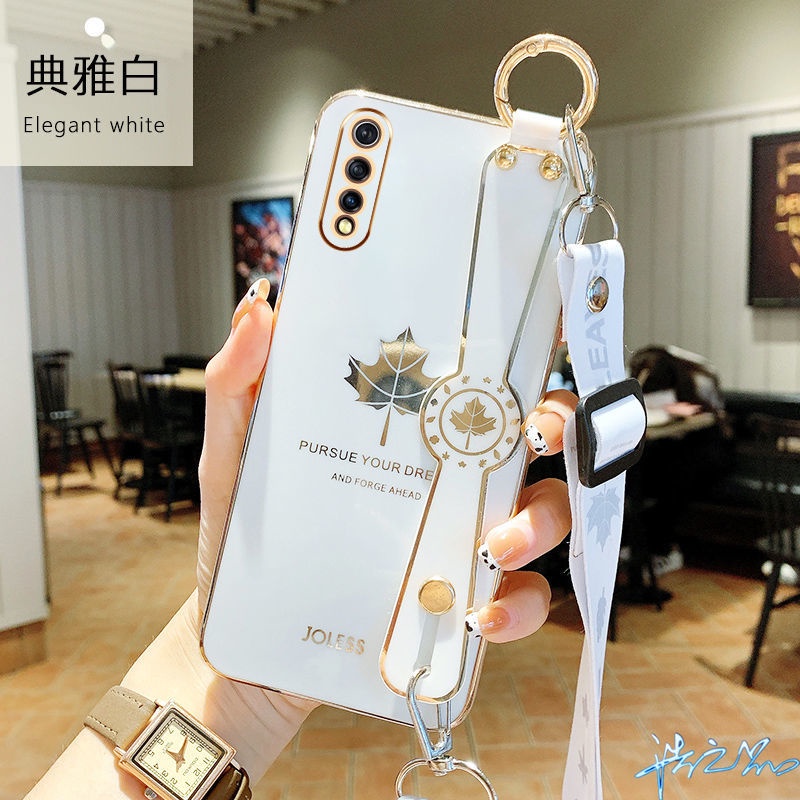 Ốp Điện Thoại Họa Tiết Lá Phong Có Vòng Tay Cho Vivo Y21T Y33S Y15S Y21 V11 Pro V11i V20 V21 V15 S1 Y21S Y15A Y83 Y81 Y81i Y19