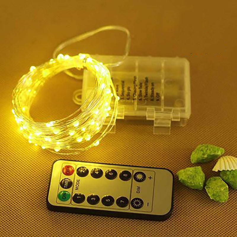 Dây đèn LED 100 bóng 10m kèm điều khiển từ xa dùng trang trí tiệc cưới