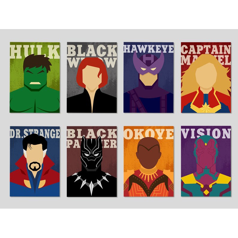 Set 6 Poster Marvel &amp; DC Comic Cao Cấp - Nhiều Kích Thước - Có Keo Dán