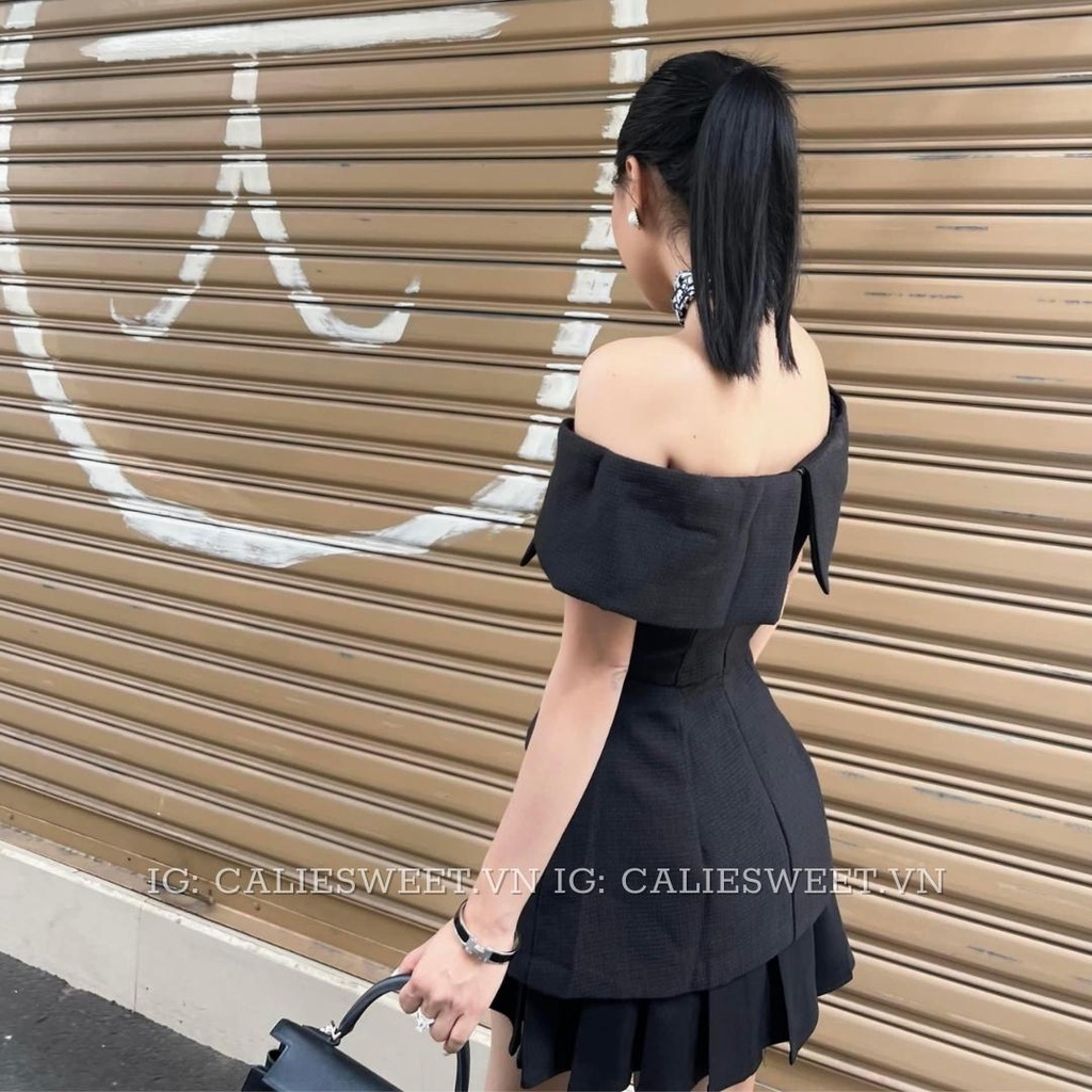 Áo trễ vai thiết kế Caliesweet áo trễ vai vạt chéo sang chảnh 3 size S M L CLA0042A
