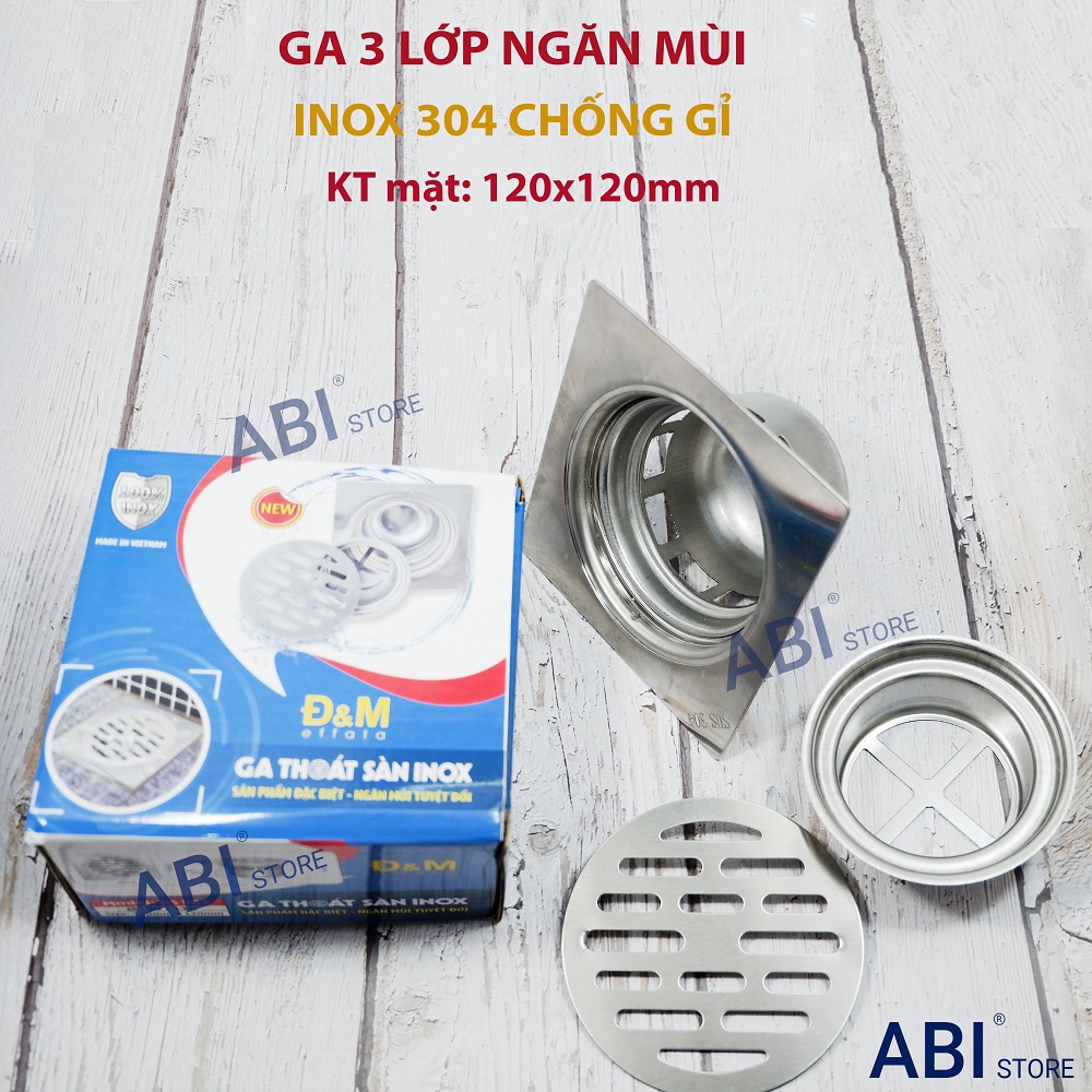 Ga thoát sàn inox 304 chống hôi dày đẹp, phễu thoát nước nhà tắm 3 lớp, ga thúc sâu D76,D90,D110