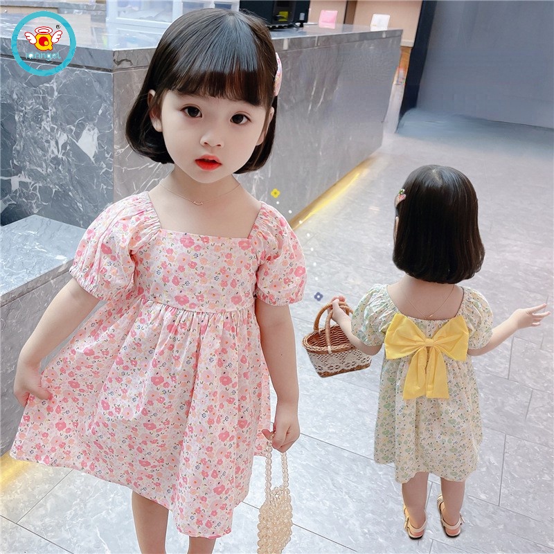 Đầm công chúa IQ ANGEL họa tiết hoa nhí xinh xắn thời trang cho bé gái